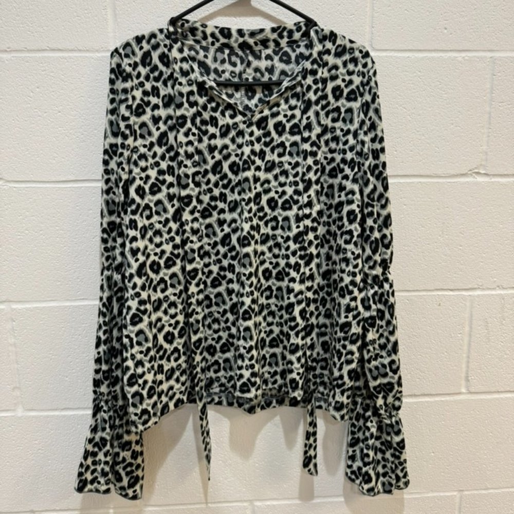 leopard spot long sleeve blouse